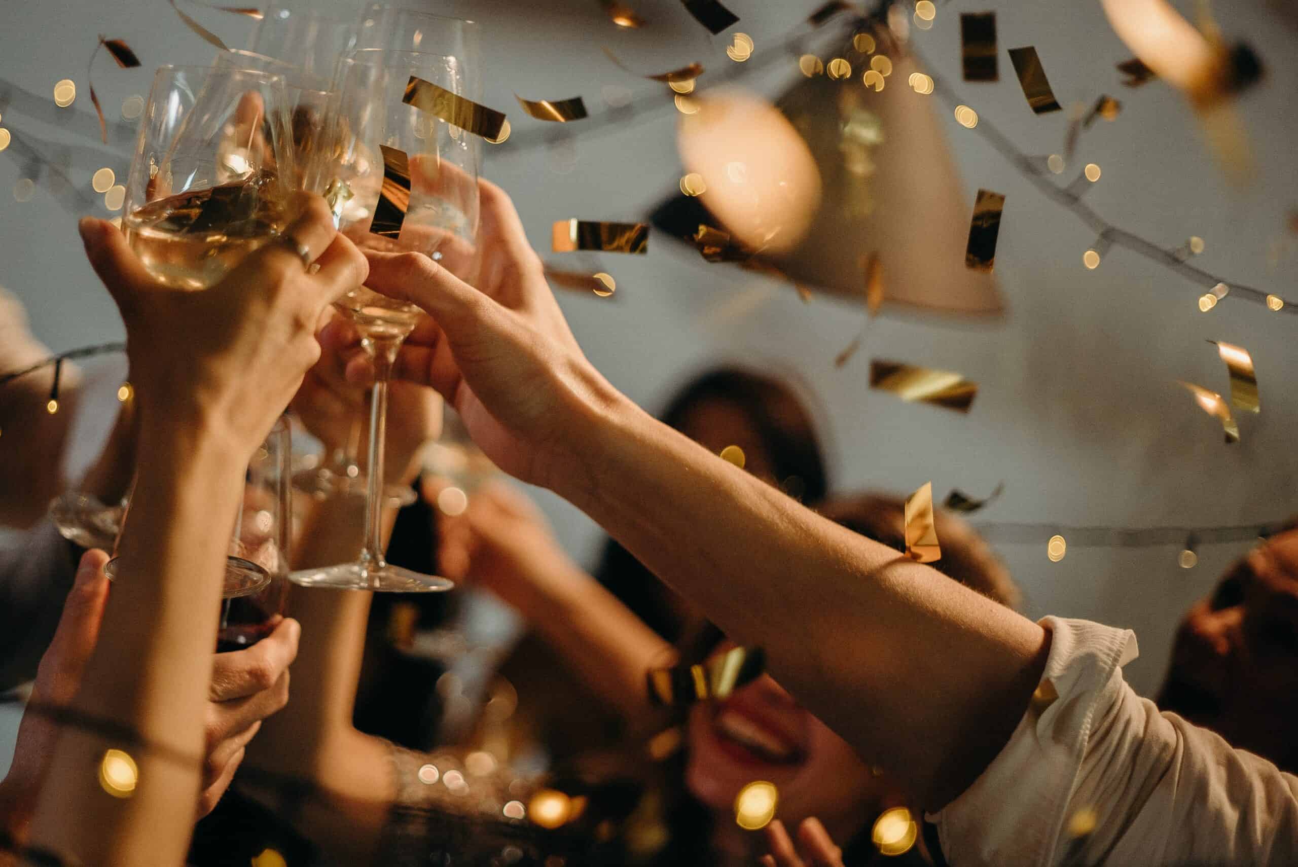 Christmas Party - cheers with wine glasses