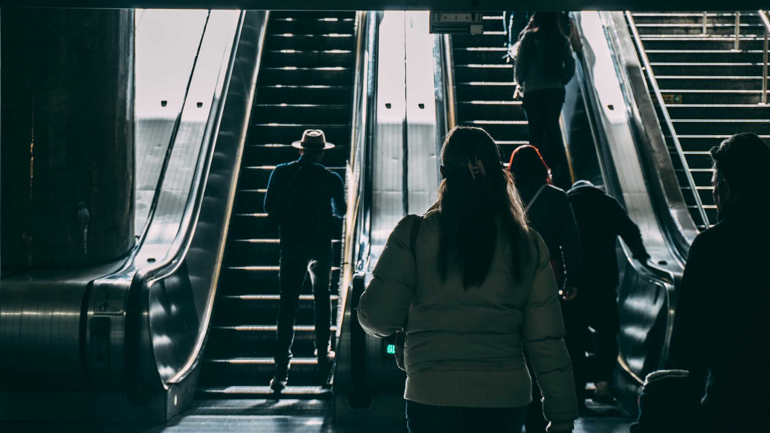 people on an escalator
