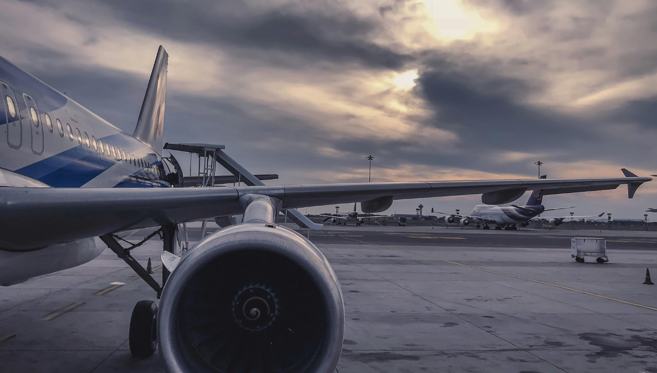 airplane wing and engine
