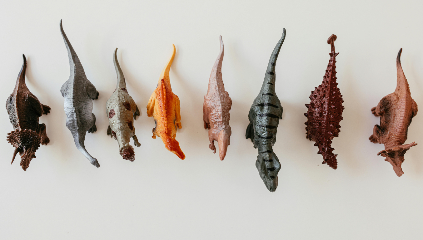 Dinosaur Toys on the White Background