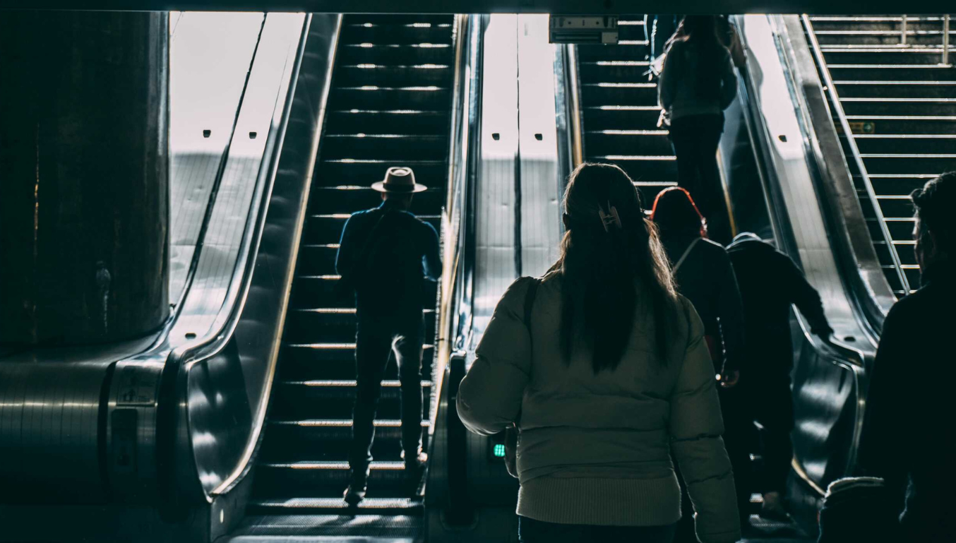 People on an escalator